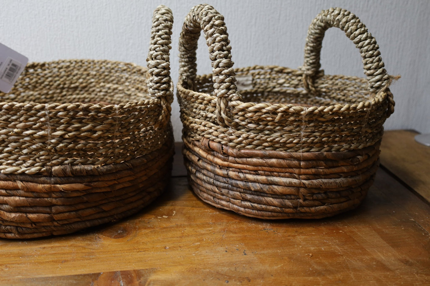 Aufbewahrungskorb Seegras mit Griffen – Handarbeit Rund Ø23-35cm {{ Shabby Chic und Landhaus Deko }} {{ www.Stein-Alt.de }}