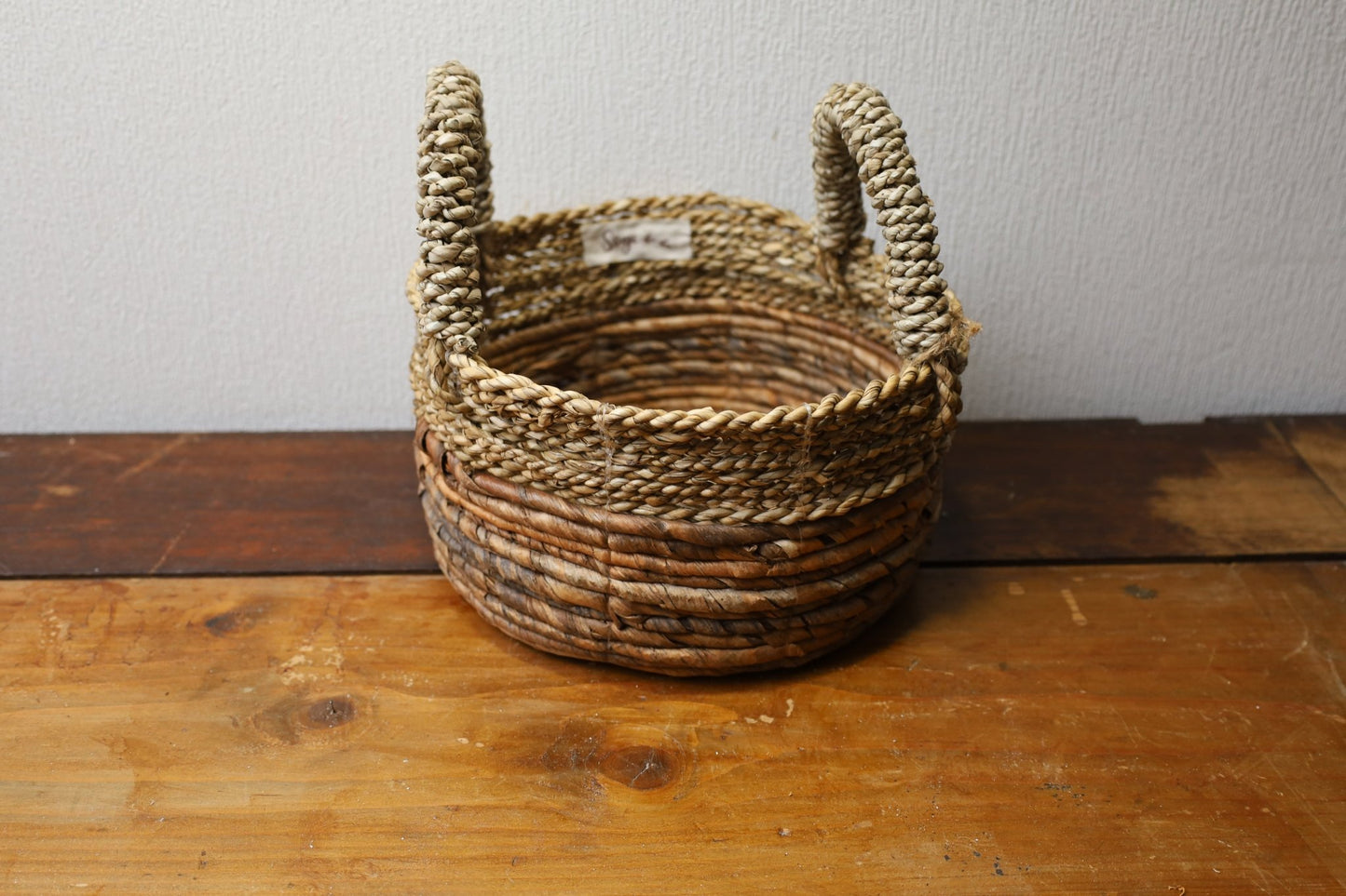 Aufbewahrungskorb Seegras mit Griffen – Handarbeit Rund Ø23-35cm {{ Shabby Chic und Landhaus Deko }} {{ www.Stein-Alt.de }}