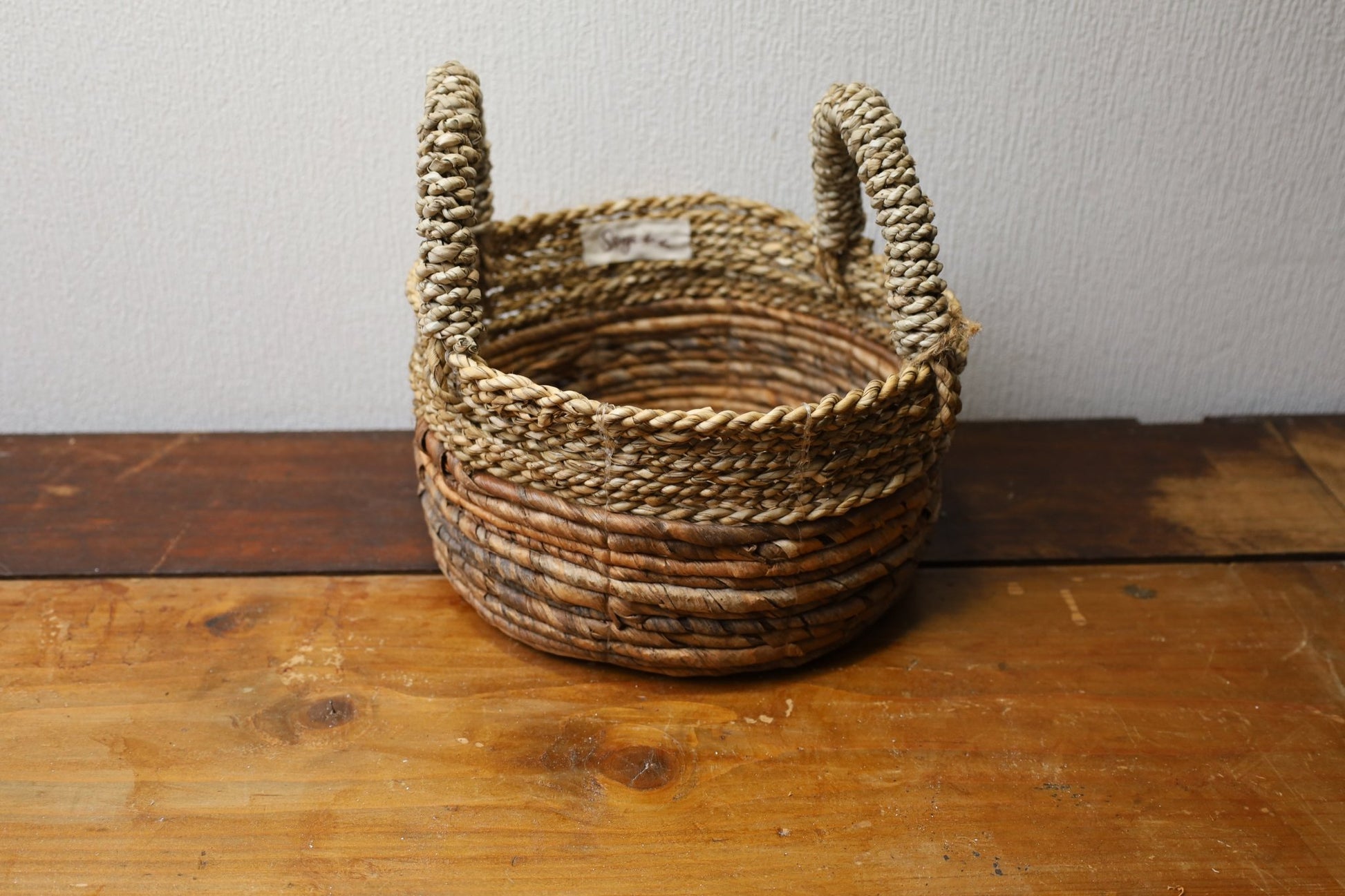 Aufbewahrungskorb Seegras mit Griffen – Handarbeit Rund Ø23-35cm {{ Shabby Chic und Landhaus Deko }} {{ www.Stein-Alt.de }}
