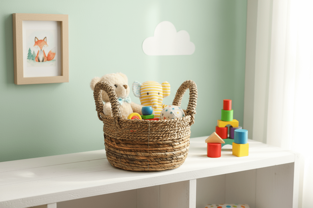 Aufbewahrungskorb Seegras mit Griffen – Handarbeit Rund Ø23-35cm {{ Shabby Chic und Landhaus Deko }} {{ www.Stein-Alt.de }}