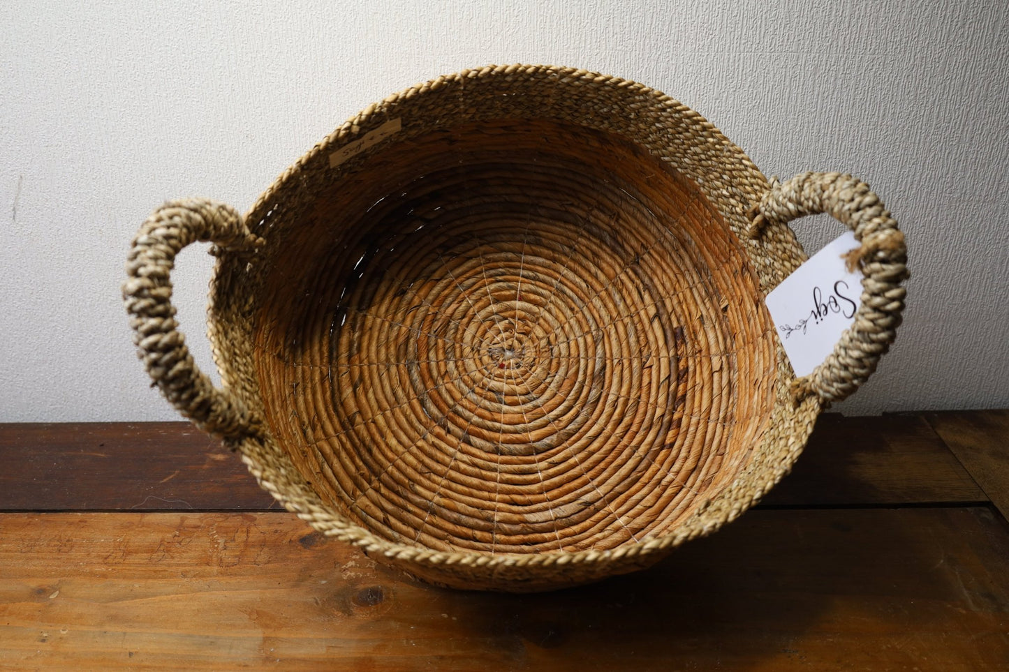 Aufbewahrungskorb Seegras mit Griffen – Handarbeit Rund Ø23-35cm {{ Shabby Chic und Landhaus Deko }} {{ www.Stein-Alt.de }}