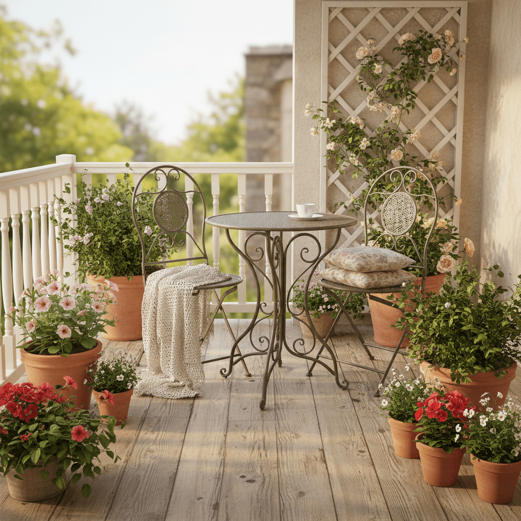 Bistro-Set 3-teilig Metall Landhausstil – Balkon & Garten {{ Shabby Chic und Landhaus Deko }} {{ www.Stein-Alt.de }}