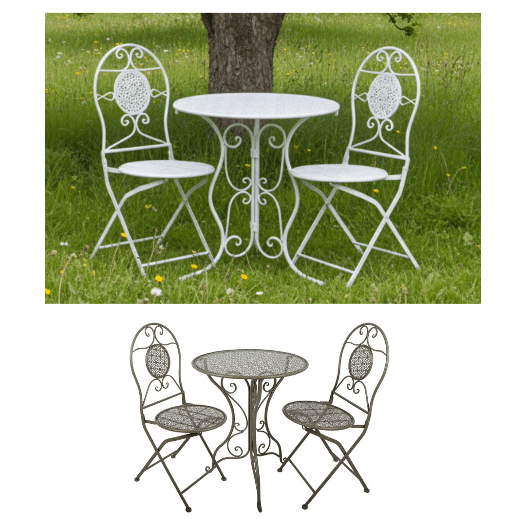 Bistro-Set 3-teilig Metall Landhausstil – Balkon & Garten {{ Shabby Chic und Landhaus Deko }} {{ www.Stein-Alt.de }}