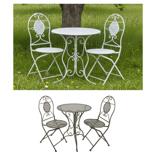 Bistro-Set 3-teilig Metall Landhausstil – Balkon & Garten {{ Shabby Chic und Landhaus Deko }} {{ www.Stein-Alt.de }}