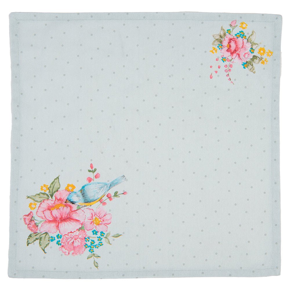 Baumwoll-Servietten Rosen 40x40 cm - Romantische Tischdeko Blau Rosa {{ Shabby Chic und Landhaus Deko }} {{ www.Stein-Alt.de }}