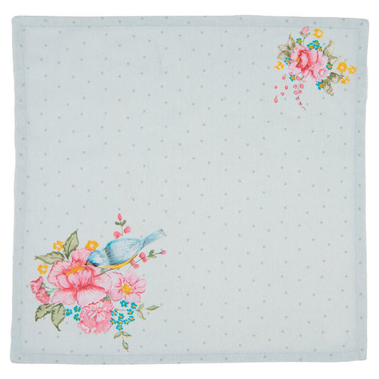 Baumwoll-Servietten Rosen 40x40 cm - Romantische Tischdeko Blau Rosa {{ Shabby Chic und Landhaus Deko }} {{ www.Stein-Alt.de }}