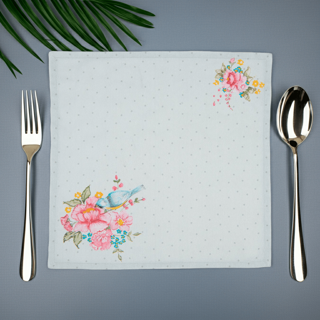 Servietten aus 100% Baumwolle, 6er Set mit Rosenmotiv – Romantische Tischdeko Landhaus {{ Shabby Chic und Landhaus Deko }} {{ www.Stein-Alt.de }}