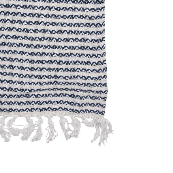 Baumwolldecke Blau-Weiß Zickzack 150x125cm - Plaid Landhausstil {{ Shabby Chic und Landhaus Deko }} {{ www.Stein-Alt.de }}
