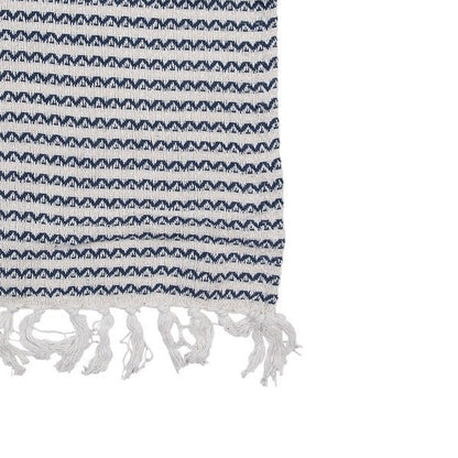 Plaid Baumwolldecke Blau-Weiß Zickzack 150x125cm - Plaid Landhausstil Shabby Chic und Landhaus Deko bei www.Stein-Alt.de