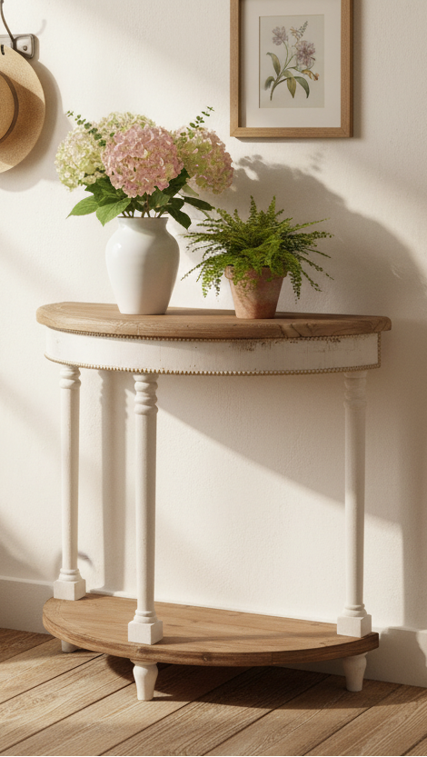 Konsolentisch Weiß Braun 83x40x87 cm - Shabby Chic Beistelltisch mit Ablage