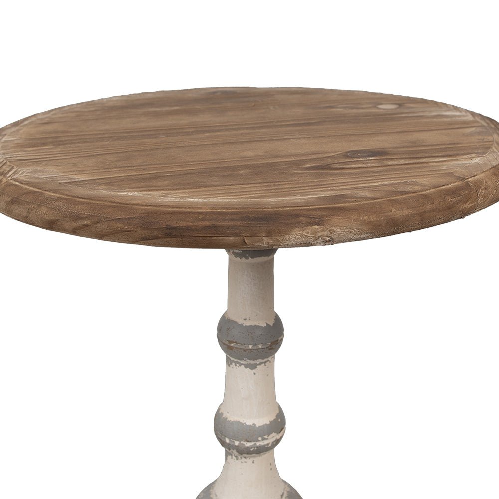 Beistelltisch Rund Shabby Chic Holz Ø 51 cm - Weiß-Grau/Braun {{ Shabby Chic und Landhaus Deko }} {{ www.Stein-Alt.de }}