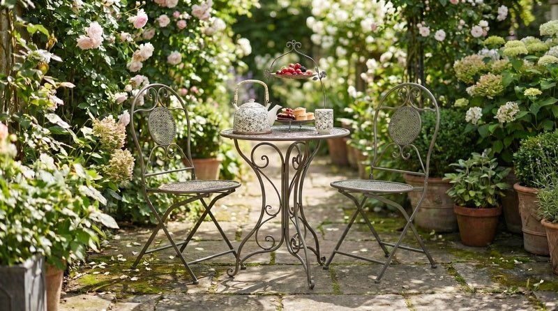 Bistro-Set 3-teilig Metall Landhausstil – Balkon & Garten {{ Shabby Chic und Landhaus Deko }} {{ www.Stein-Alt.de }}
