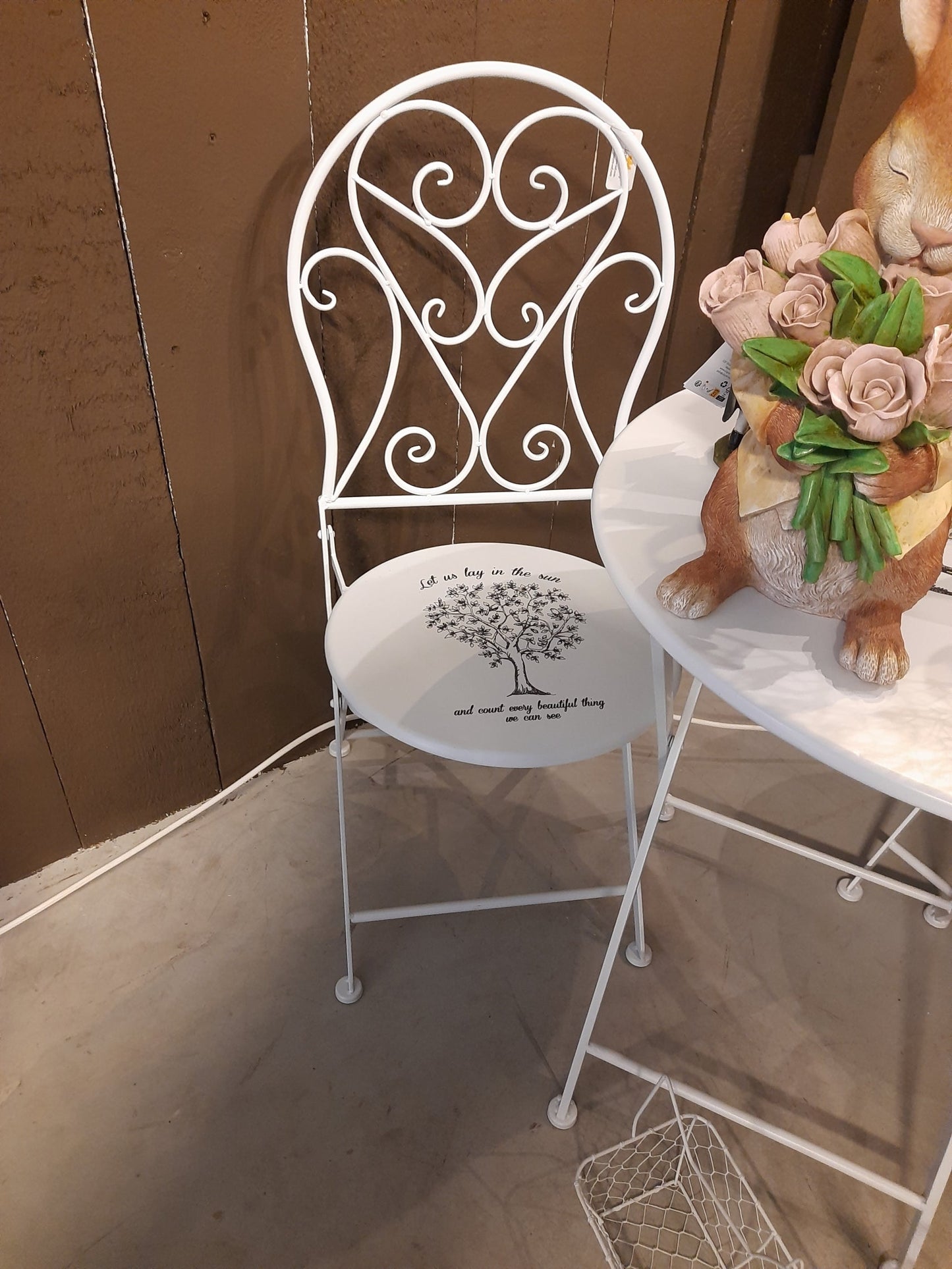 Bistro Set Garten - Runder Tisch mit 2 Stühlen, Eisen Weiß, Landhausstil {{ Shabby Chic und Landhaus Deko }} {{ www.Stein-Alt.de }}