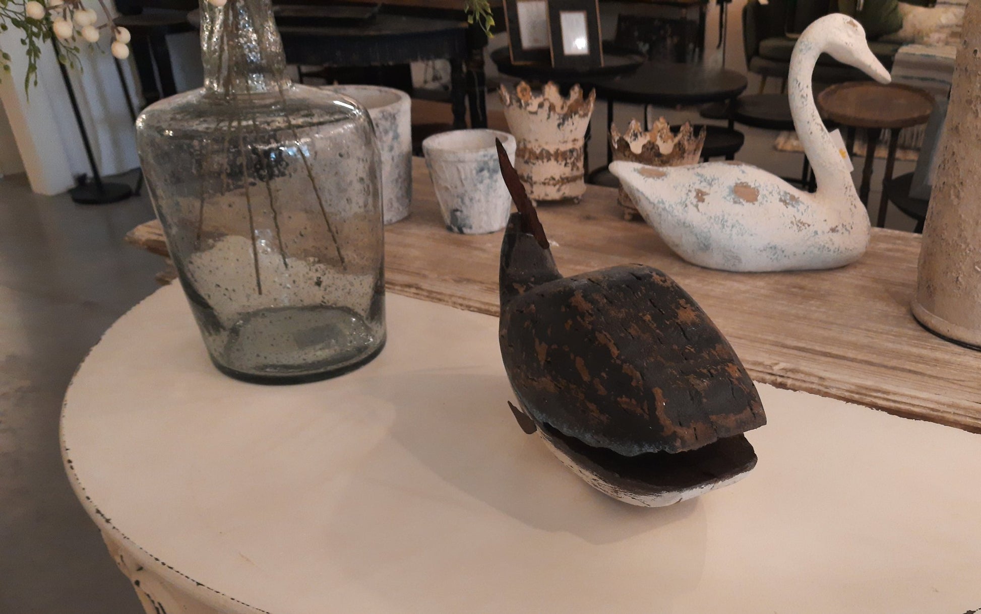 Blauwal Skulptur aus Holz - Maritime Deko im Vintage-Stil {{ Shabby Chic und Landhaus Deko }} {{ www.Stein-Alt.de }}