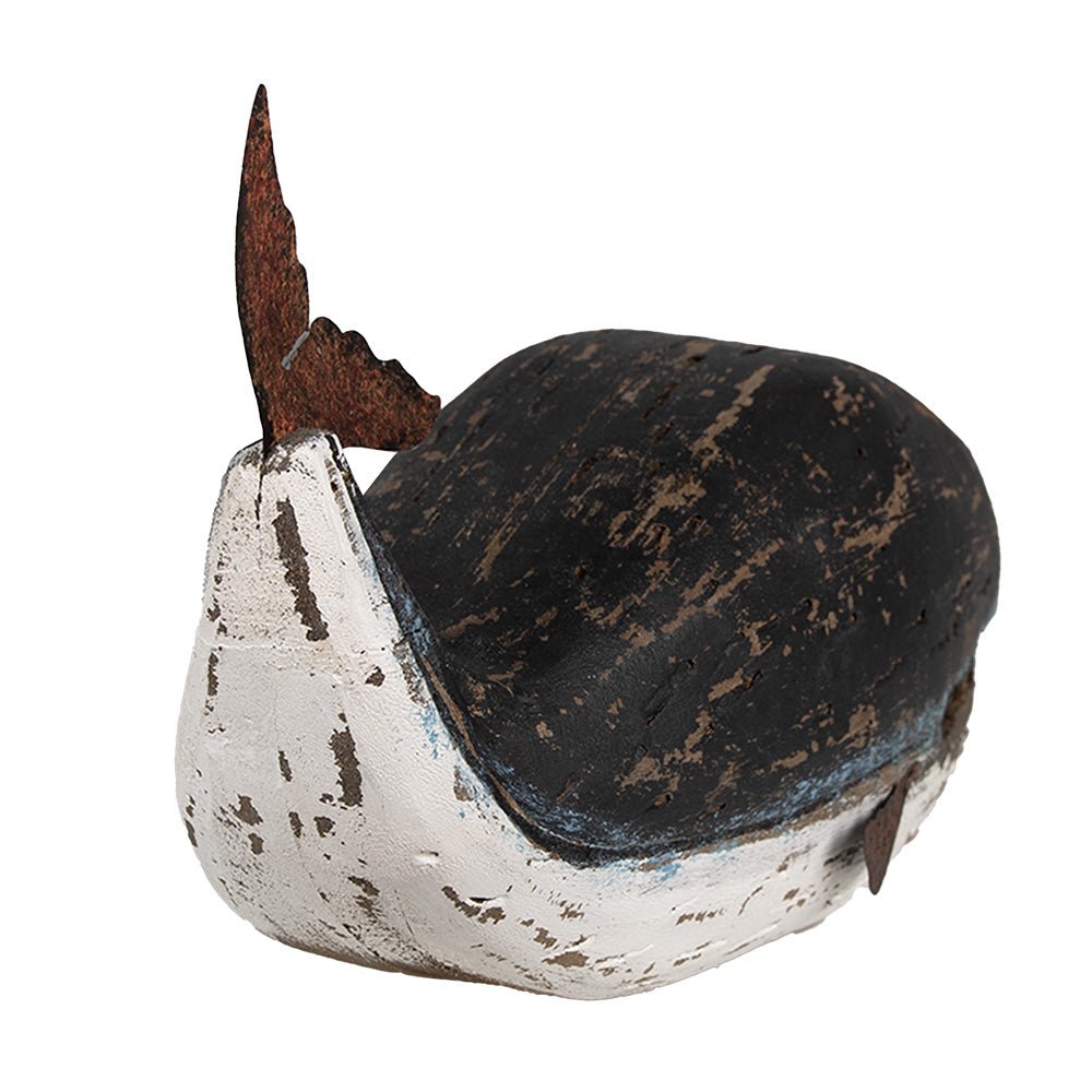 Blauwal Skulptur aus Holz - Maritime Deko im Vintage-Stil {{ Shabby Chic und Landhaus Deko }} {{ www.Stein-Alt.de }}