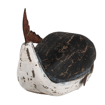 Figur Blauwal Skulptur aus Holz - Maritime Deko im Vintage-Stil Shabby Chic und Landhaus Deko bei www.Stein-Alt.de