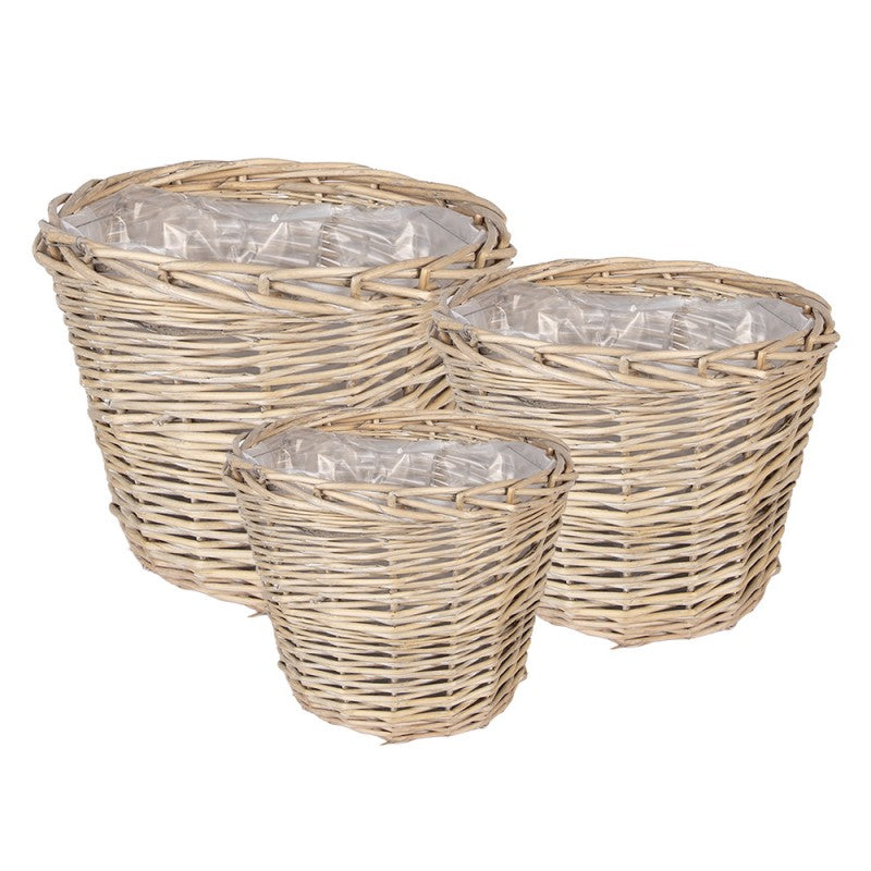 Rattan Pflanztopf 3er Set – Boho Übertopf Beige | Clayre & Eef {{ Shabby Chic und Landhaus Deko }} {{ www.Stein-Alt.de The cosy Cottage }}