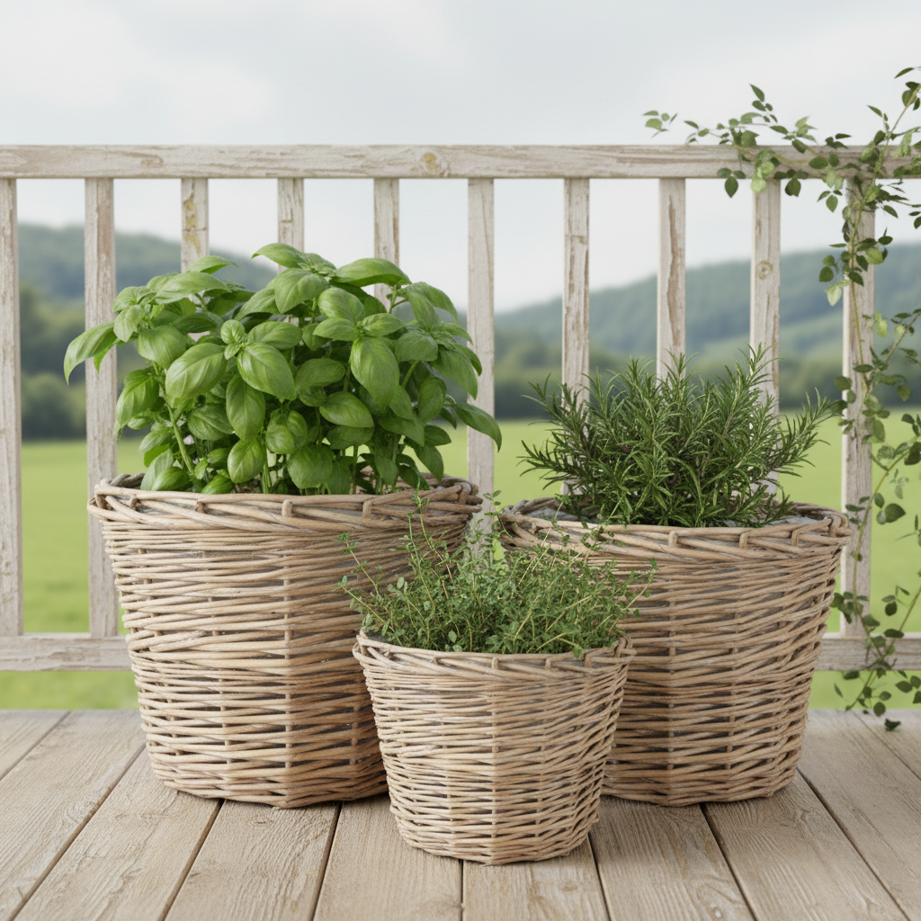Rattan Pflanztopf 3er Set – Boho Übertopf Beige | Clayre & Eef {{ Shabby Chic und Landhaus Deko }} {{ www.Stein-Alt.de The cosy Cottage }}