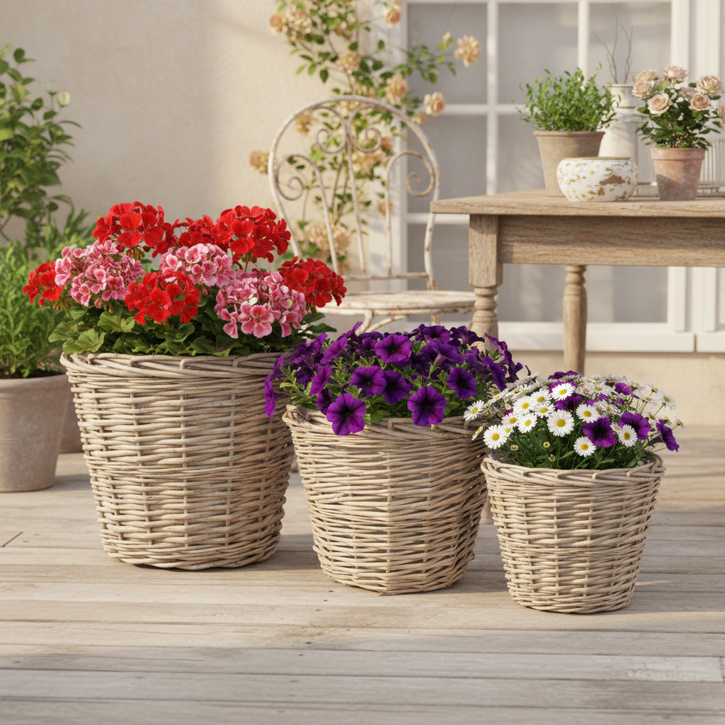 Rattan Pflanztopf 3er Set – Boho Übertopf Beige | Clayre & Eef {{ Shabby Chic und Landhaus Deko }} {{ www.Stein-Alt.de The cosy Cottage }}