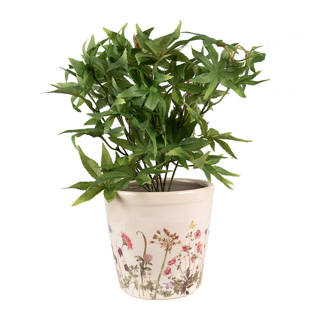 Blumentopf Frühlingswiese - Dekorativer Übertopf im Landhausstil {{ Shabby Chic und Landhaus Deko }} {{ www.Stein-Alt.de }}