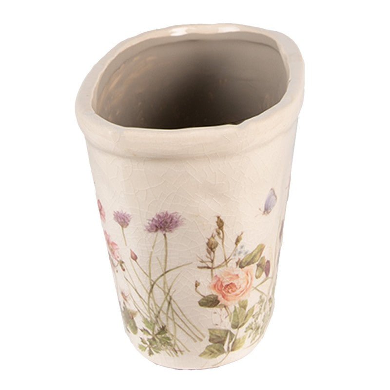 Blumentopf Frühlingswiese - Dekorativer Übertopf im Landhausstil {{ Shabby Chic und Landhaus Deko }} {{ www.Stein-Alt.de }}