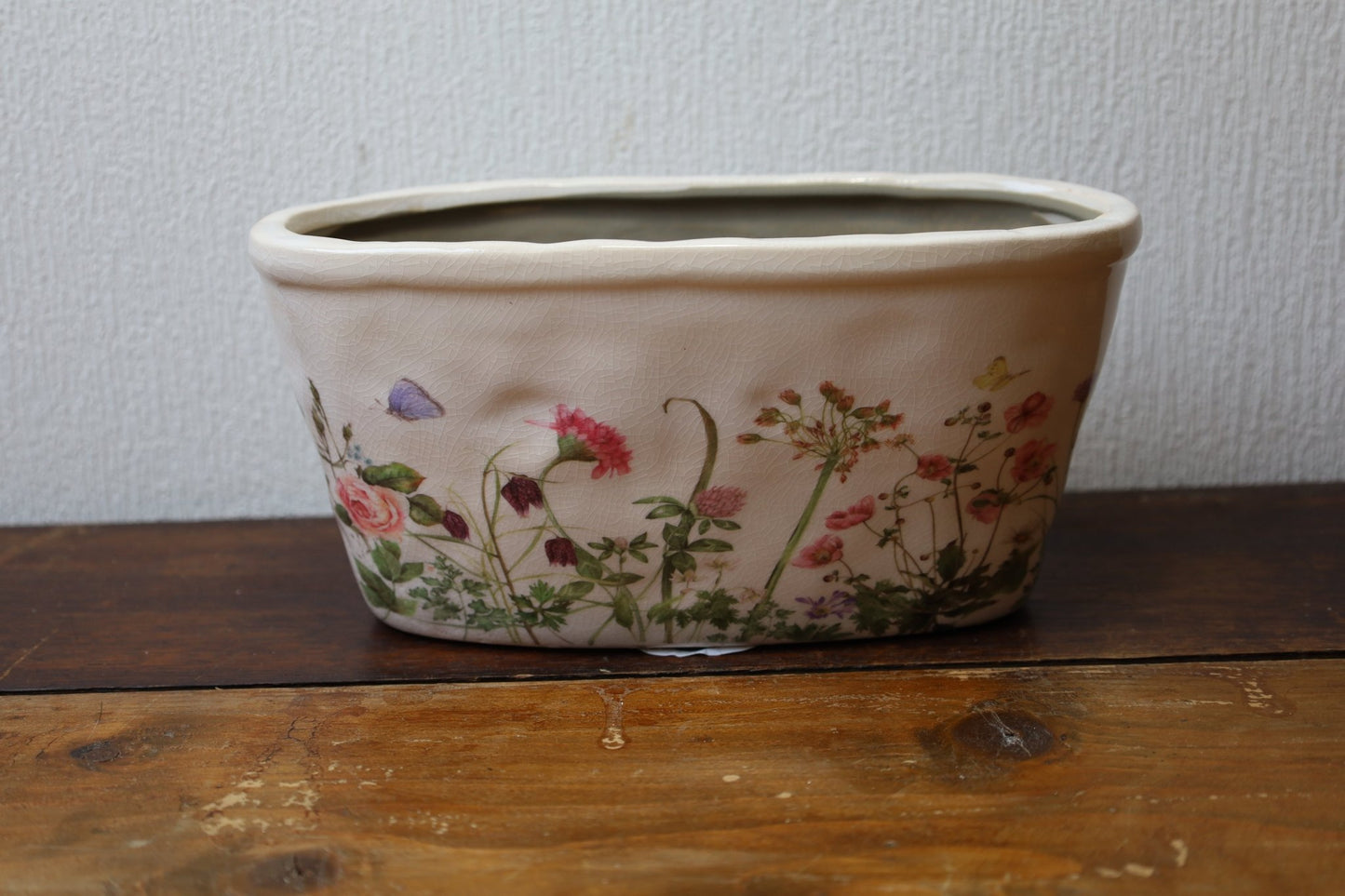 Blumentopf Frühlingswiese - Dekorativer Übertopf im Landhausstil {{ Shabby Chic und Landhaus Deko }} {{ www.Stein-Alt.de }}