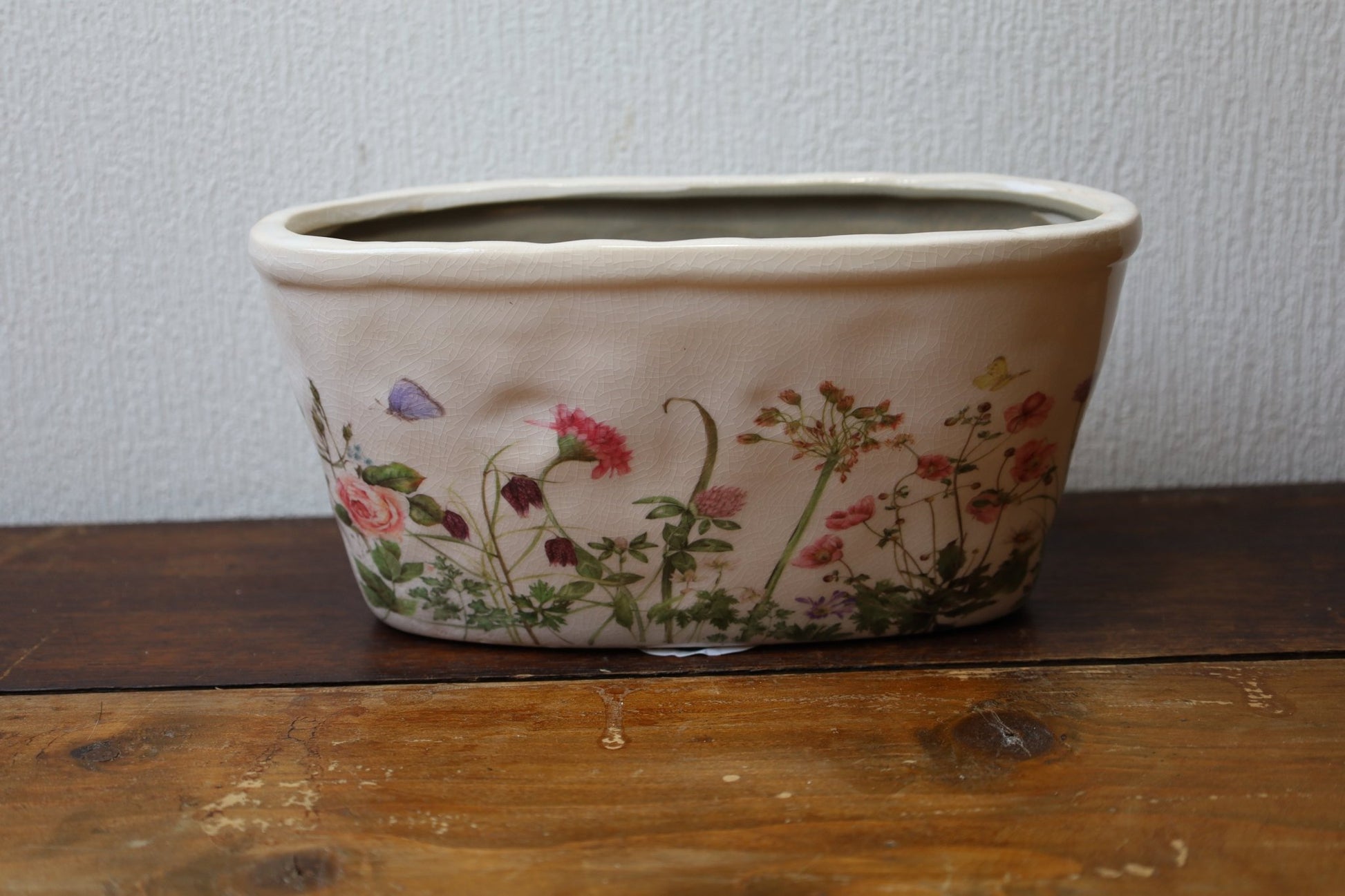 Blumentopf Frühlingswiese - Dekorativer Übertopf im Landhausstil {{ Shabby Chic und Landhaus Deko }} {{ www.Stein-Alt.de }}