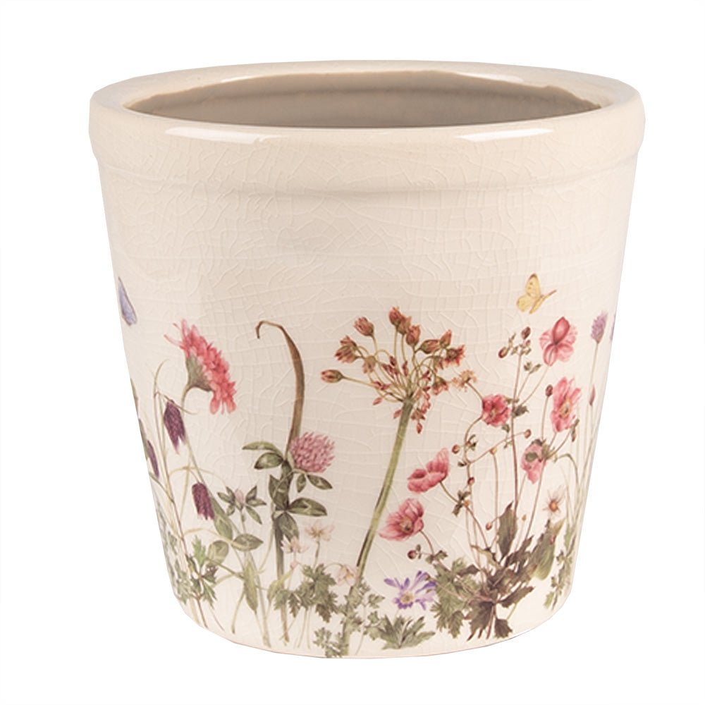 Blumentopf Frühlingswiese - Dekorativer Übertopf im Landhausstil {{ Shabby Chic und Landhaus Deko }} {{ www.Stein-Alt.de }}