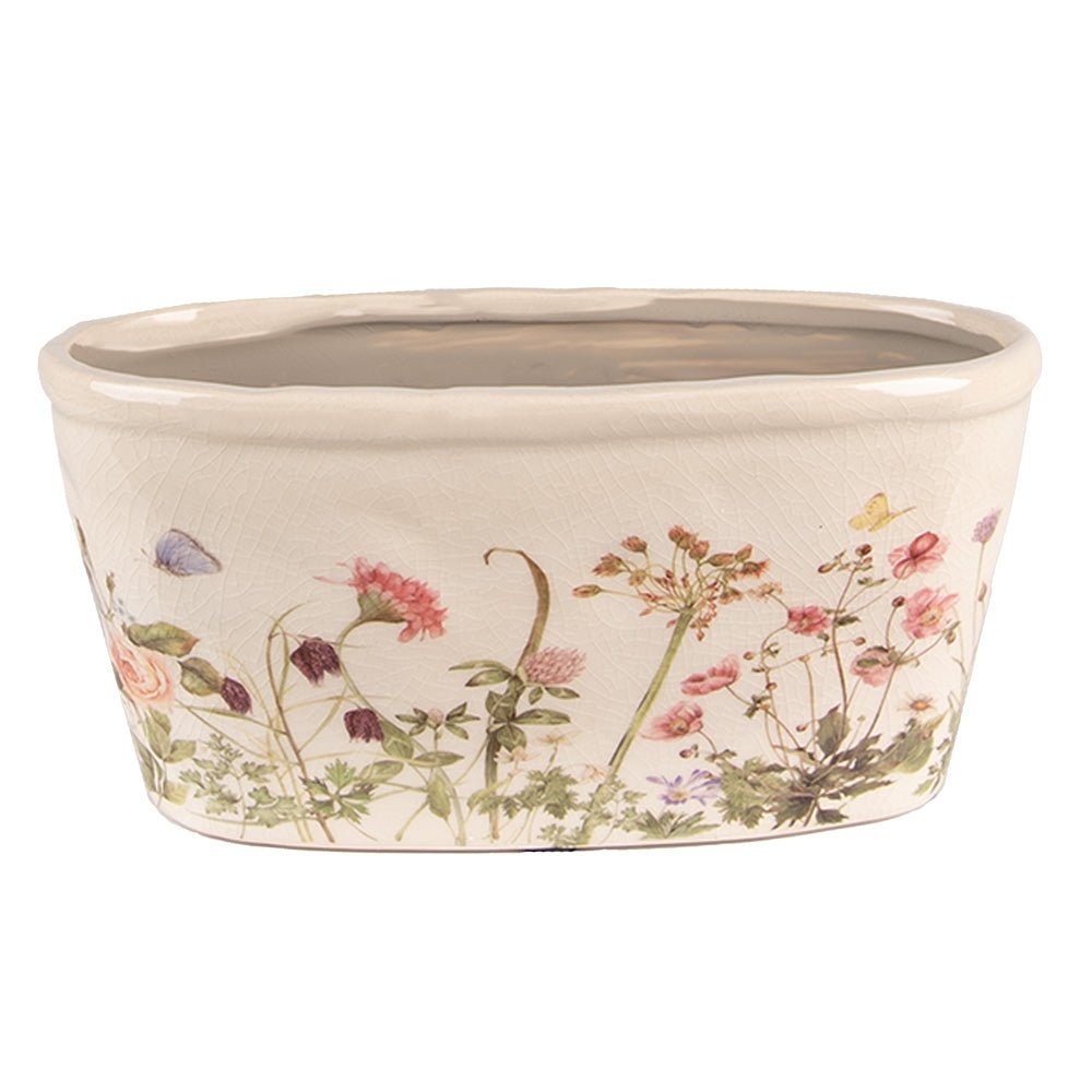 Blumentopf Frühlingswiese - Dekorativer Übertopf im Landhausstil {{ Shabby Chic und Landhaus Deko }} {{ www.Stein-Alt.de }}