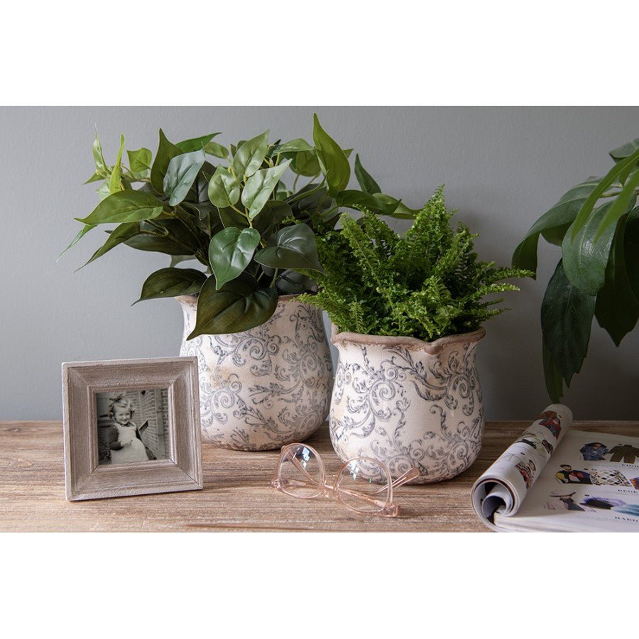 Blumentopf Grau · Keramik · Ø 15 x 14 cm · Clayre & Eef