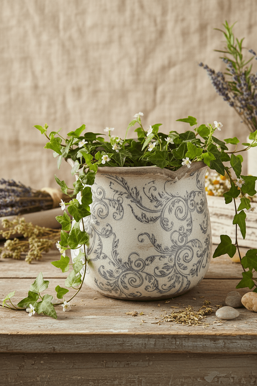 Blumentopf Grau · Keramik · Ø 15 x 14 cm · Clayre & Eef
