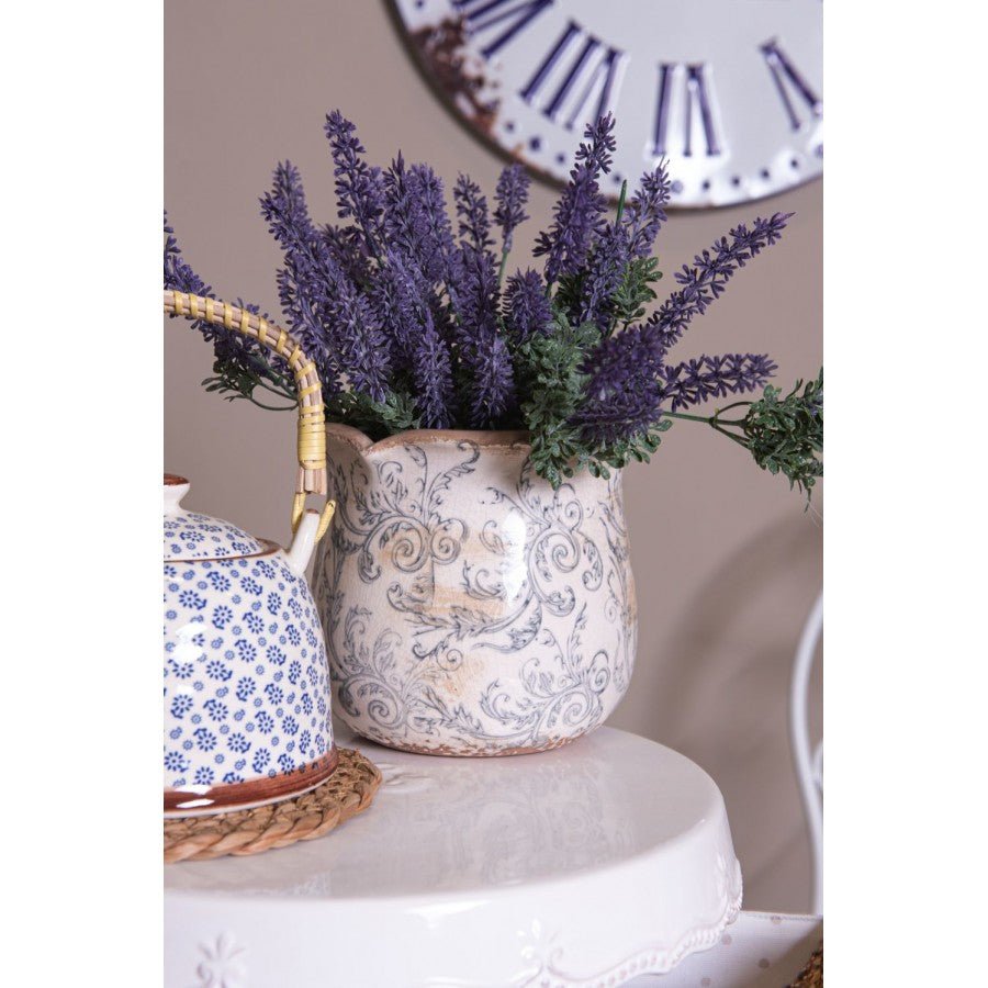 Blumentopf Grau · Keramik · Ø 15 x 14 cm · Clayre & Eef