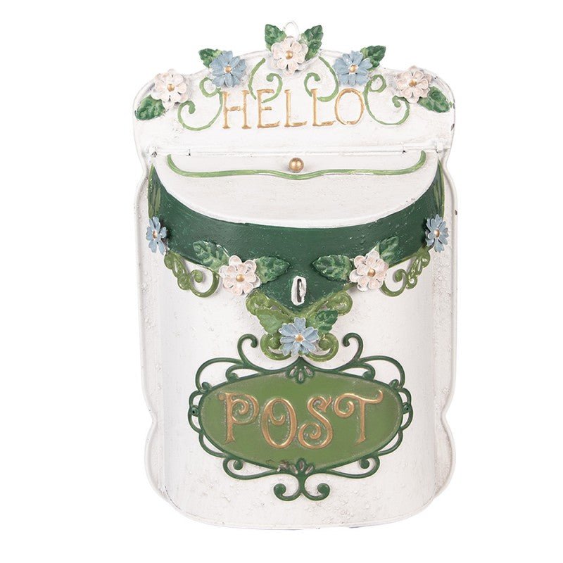 Briefkasten Weiß Metall – Clayre & Eef | 27×10×42 cm {{ Shabby Chic und Landhaus Deko }} {{ www.Stein-Alt.de }}