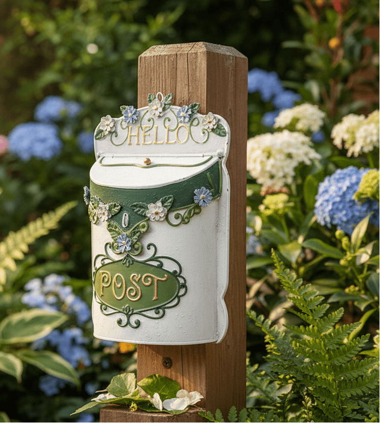 Briefkasten Weiß Metall – Clayre & Eef | 27×10×42 cm {{ Shabby Chic und Landhaus Deko }} {{ www.Stein-Alt.de }}