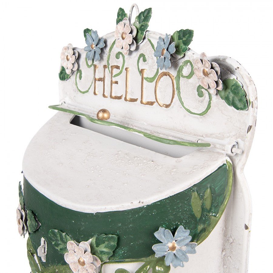Briefkasten Weiß Metall – Clayre & Eef | 27×10×42 cm {{ Shabby Chic und Landhaus Deko }} {{ www.Stein-Alt.de }}