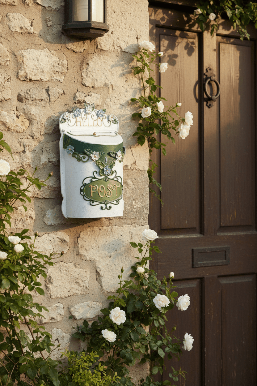 Briefkasten Weiß Metall – Clayre & Eef | 27×10×42 cm {{ Shabby Chic und Landhaus Deko }} {{ www.Stein-Alt.de }}