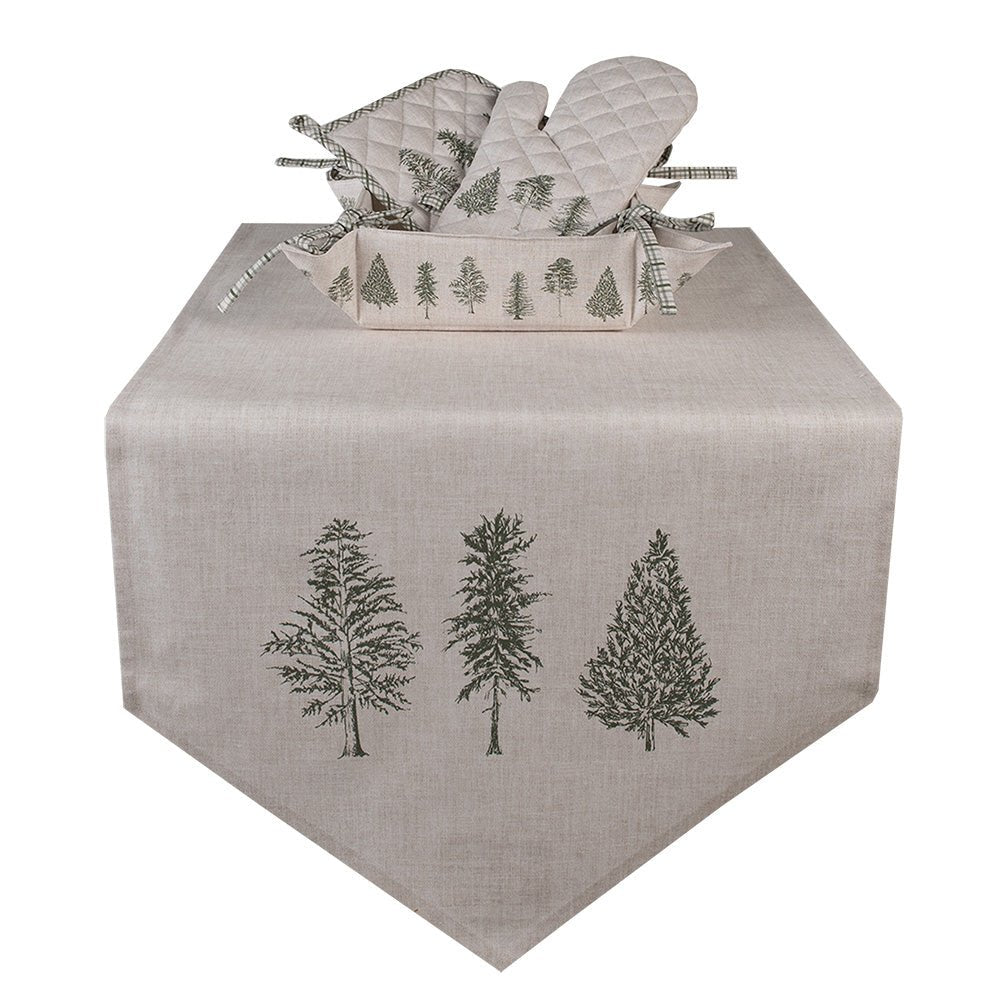 Brotkorb Baumwolle Winterwald Weihnachten Beige-Grün 35x35 cm {{ Shabby Chic und Landhaus Deko }} {{ www.Stein-Alt.de }}