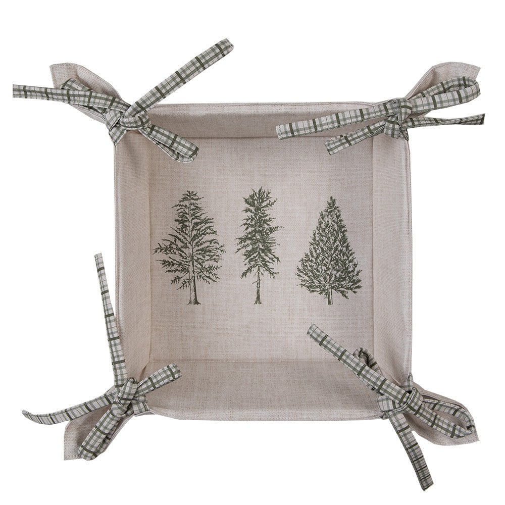 Brotkorb Baumwolle Winterwald Weihnachten Beige-Grün 35x35 cm {{ Shabby Chic und Landhaus Deko }} {{ www.Stein-Alt.de }}