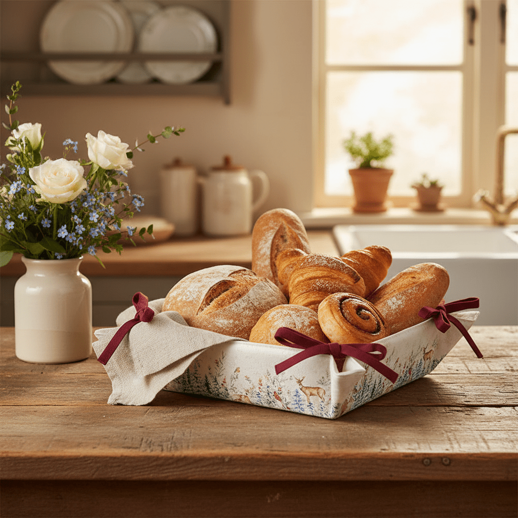 Brotkorb Hirsche im Winterwald - Clayre & Eef Landhaus-Stil {{ Shabby Chic und Landhaus Deko }} {{ www.Stein-Alt.de }}