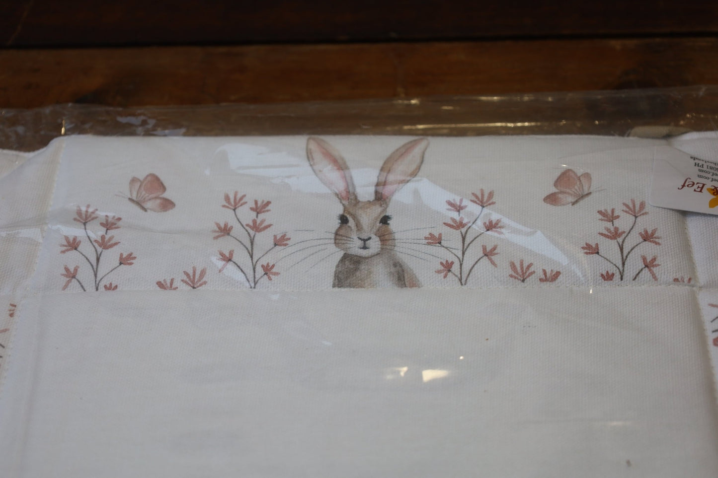 Brotkorb Ostern mit Häschen-Motiv - Beige Baumwolle im Landhausstil {{ Shabby Chic und Landhaus Deko }} {{ www.Stein-Alt.de }}