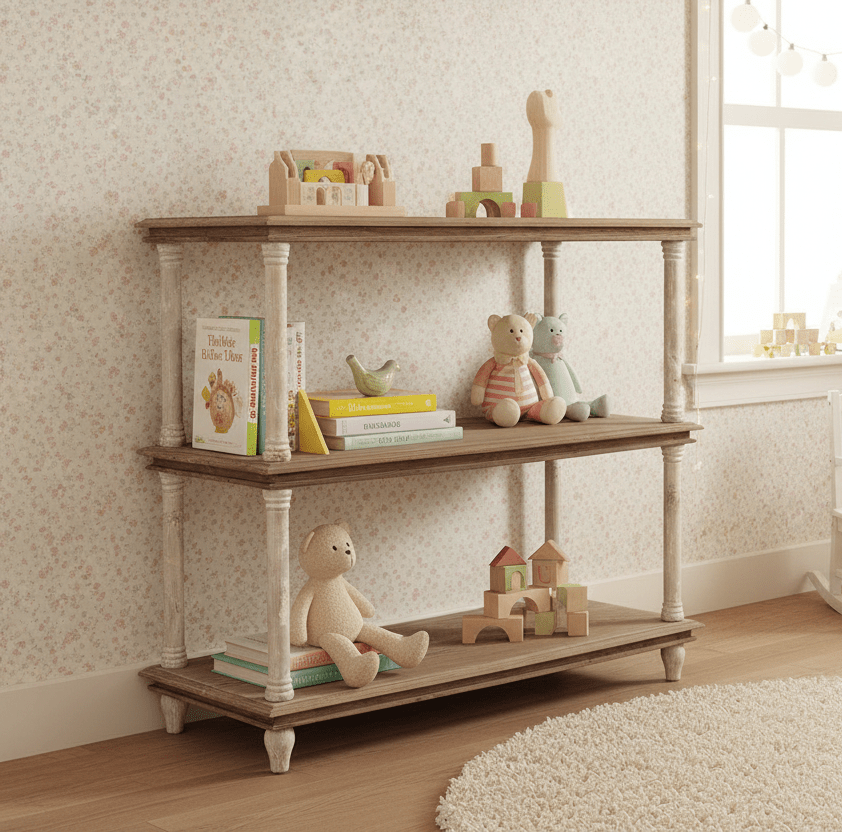 Bücherregal Holz 110x40x113 cm - Shabby Chic Fächerregal Landhausstil {{ Shabby Chic und Landhaus Deko }} {{ www.Stein-Alt.de }}