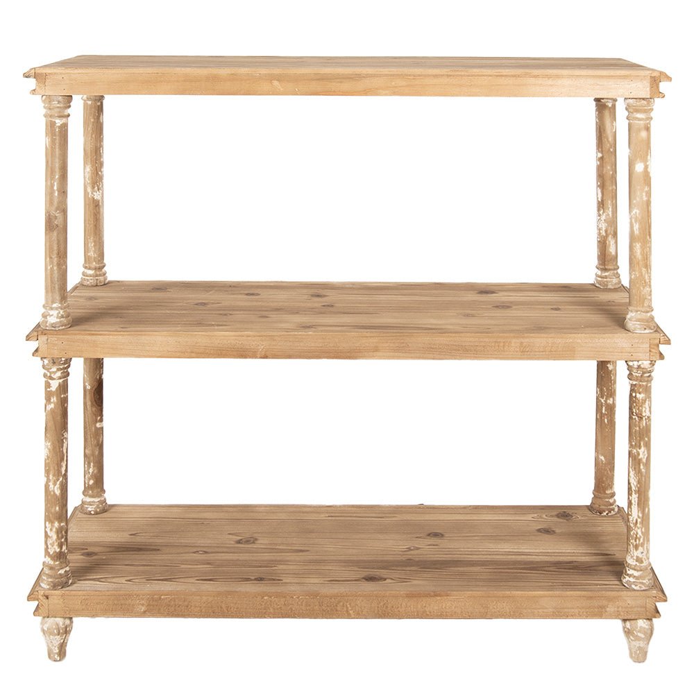 Bücherregal Holz 110x40x113 cm - Shabby Chic Fächerregal Landhausstil Hellbraun {{ Shabby Chic und Landhaus Deko }} {{ www.Stein-Alt.de }}