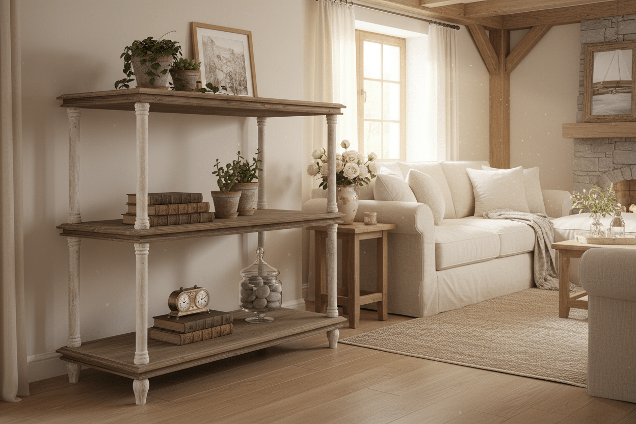 Bücherregal Holz 110x40x113 cm - Shabby Chic Fächerregal Landhausstil {{ Shabby Chic und Landhaus Deko }} {{ www.Stein-Alt.de }}