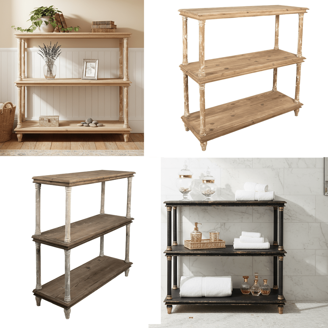 Bücherregal Holz 110x40x113 cm - Shabby Chic Fächerregal Landhausstil {{ Shabby Chic und Landhaus Deko }} {{ www.Stein-Alt.de }}