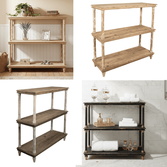 Bücherregal Holz 110x40x113 cm - Shabby Chic Fächerregal Landhausstil {{ Shabby Chic und Landhaus Deko }} {{ www.Stein-Alt.de }}