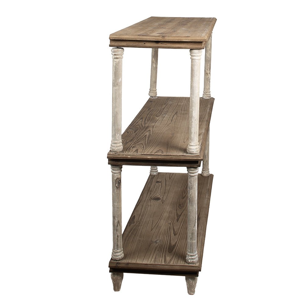 Bücherregal Holz 110x40x113 cm - Shabby Chic Fächerregal Landhausstil Dunkelbraun-Weiß {{ Shabby Chic und Landhaus Deko }} {{ www.Stein-Alt.de }}