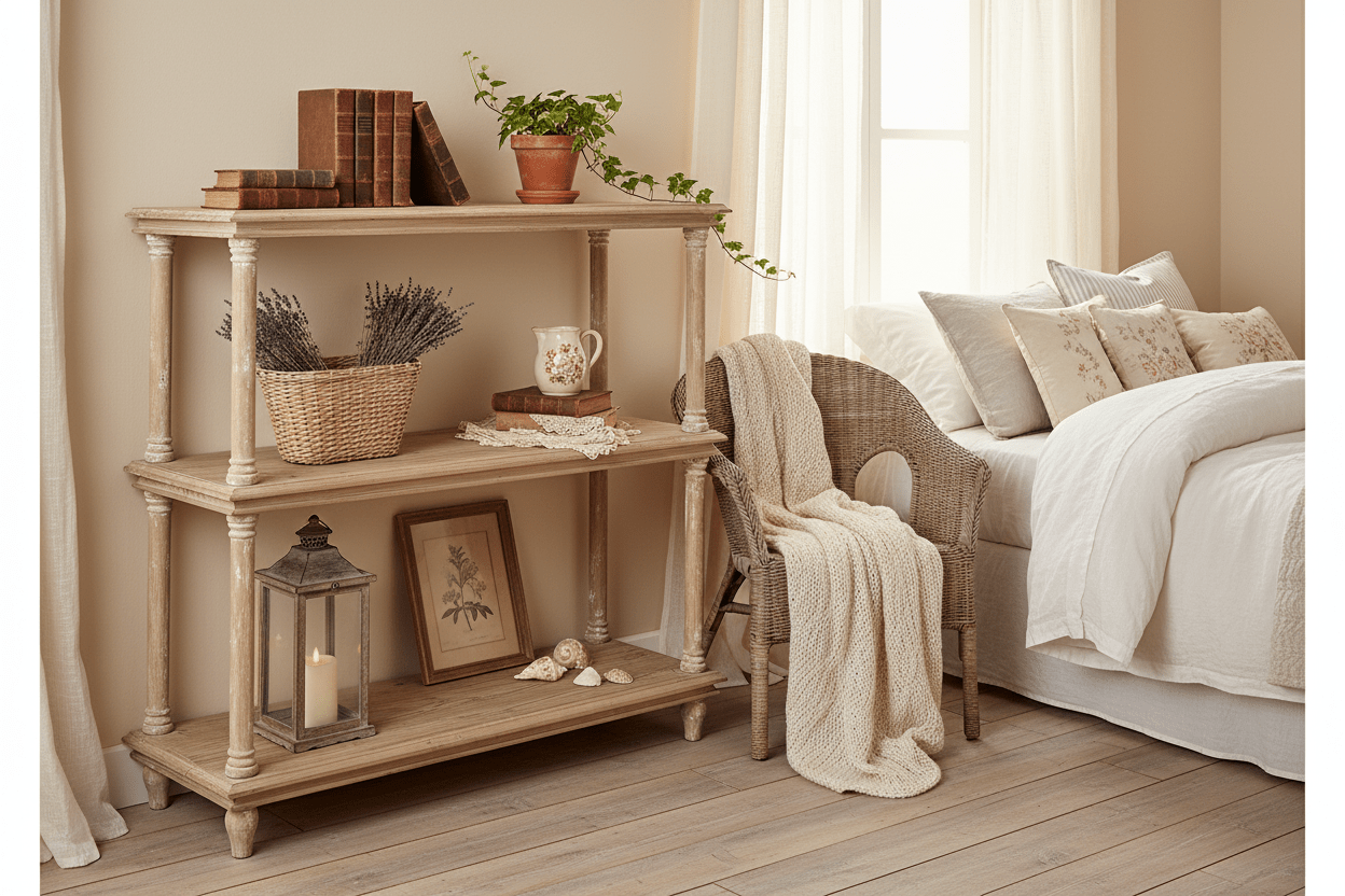 Bücherregal Holz 110x40x113 cm - Shabby Chic Fächerregal Landhausstil {{ Shabby Chic und Landhaus Deko }} {{ www.Stein-Alt.de }}