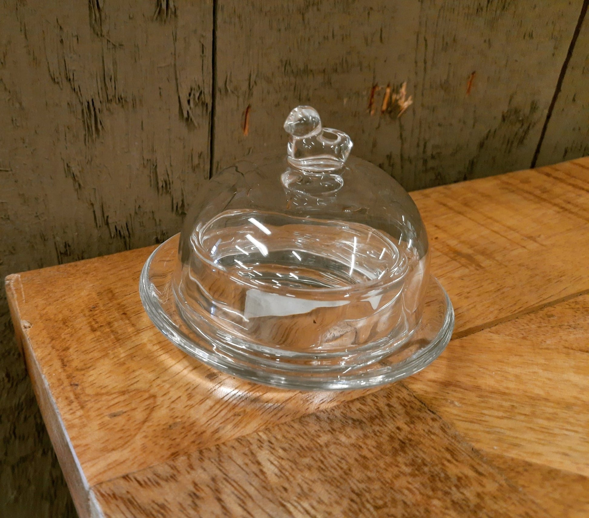 Butterdose Glas mit Vogelgriff - Landhausstil Transparent Rund {{ Shabby Chic und Landhaus Deko }} {{ www.Stein-Alt.de }}