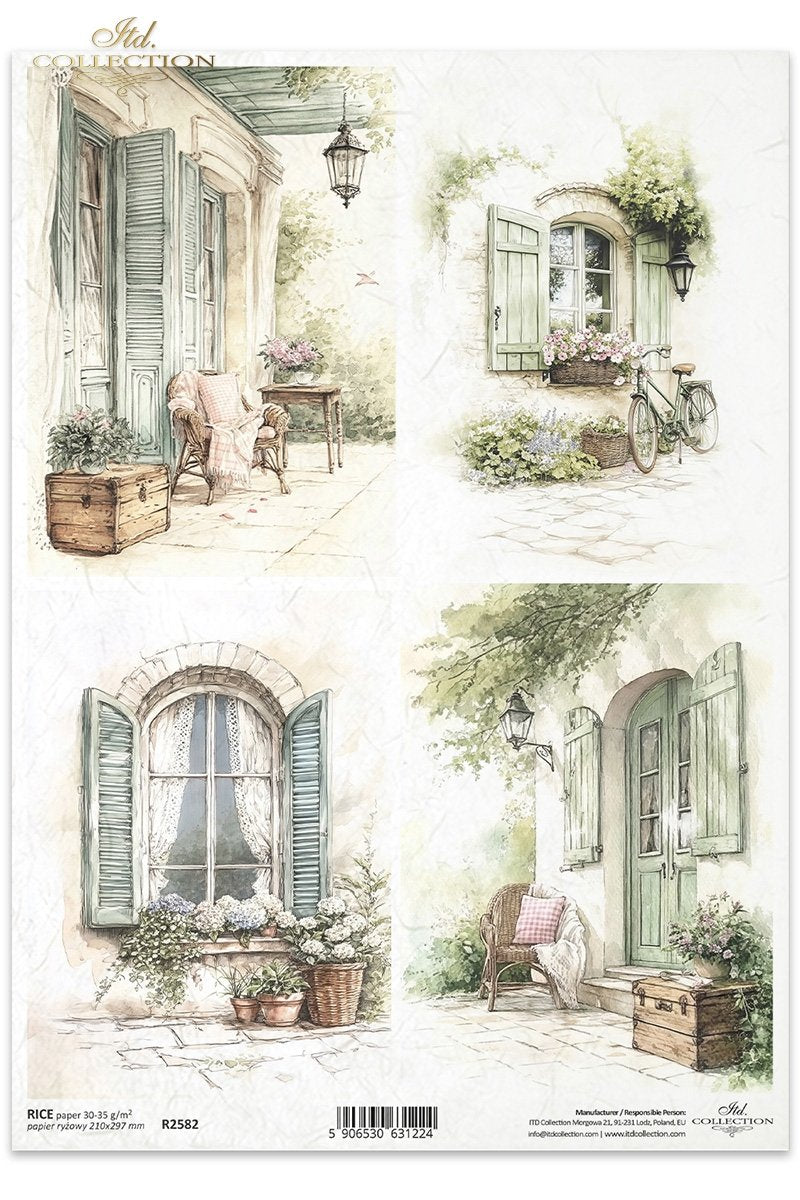 Reispapier Decoupage Cottage Romantische Fenster - Landhausstil Möbel Makeover