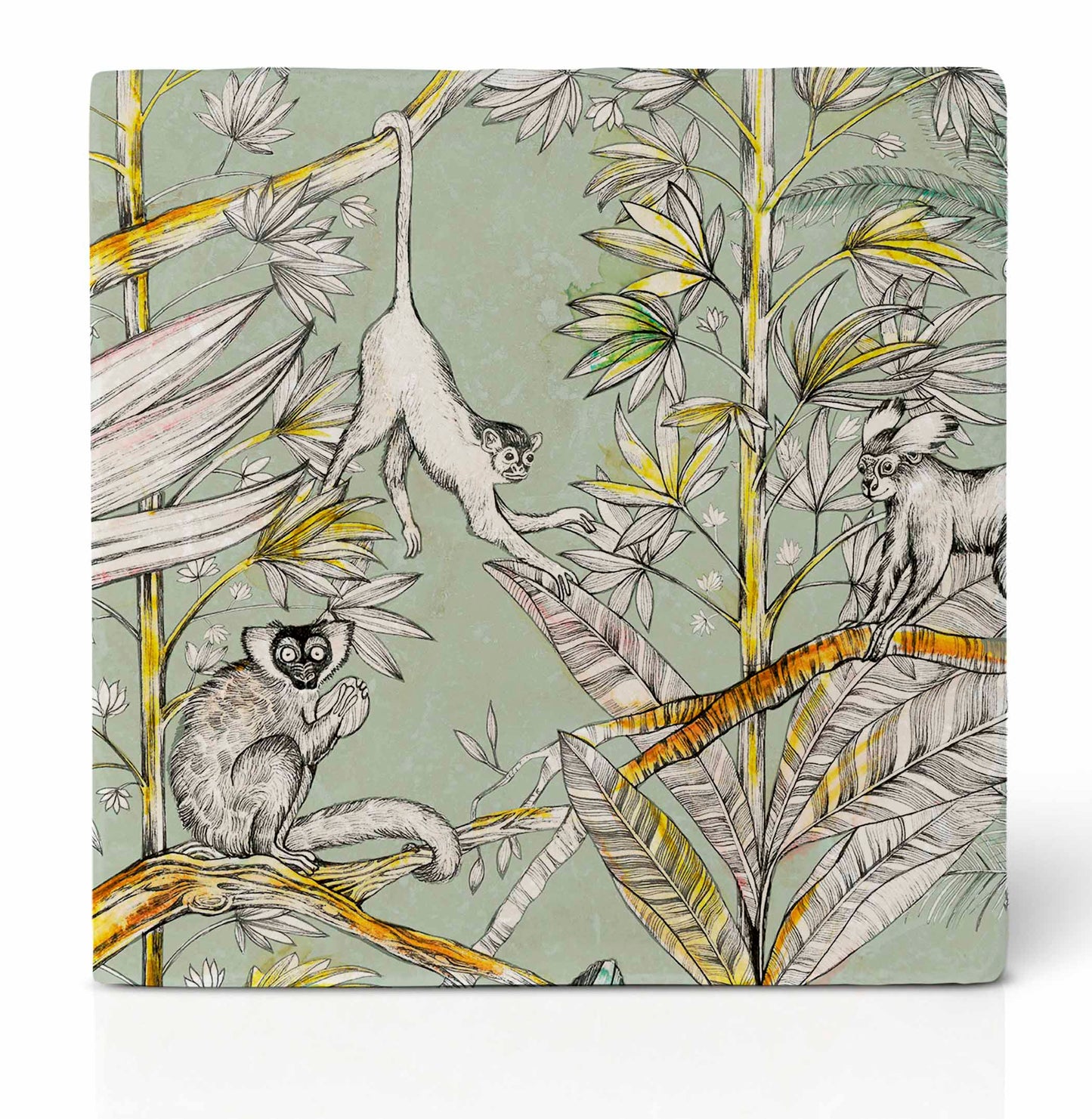 Tassenuntersetzer aus Keramik mit verschiedenen Dschungelmotiven